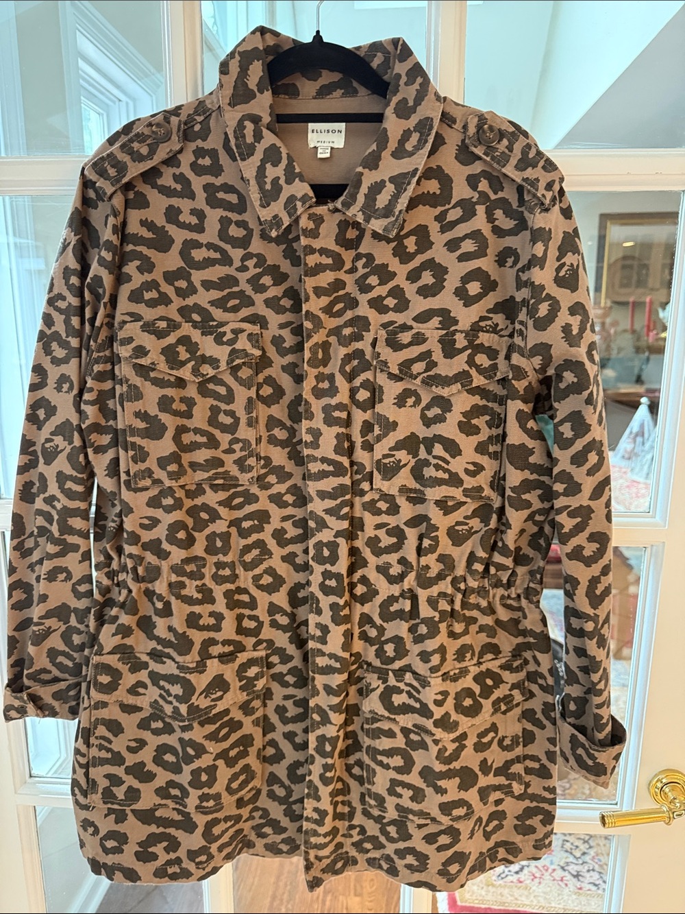 Ellison Leopard-Print Utility Jacket in Brown and Black